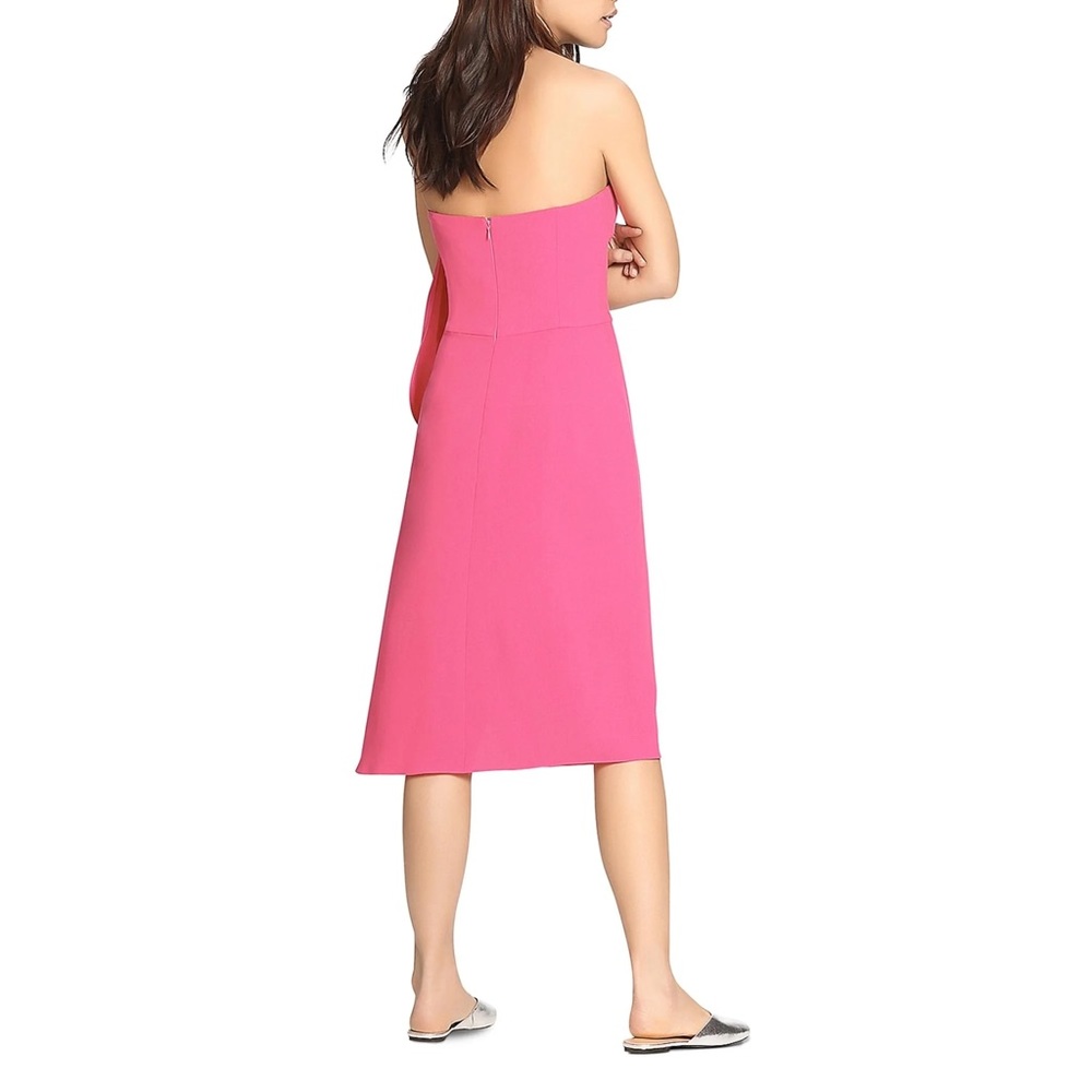 HALSTON Dress Barbie Pink Draped Crepe Ruffle Pretty & Strapless NEW Sz 2 - Picture 9 of 10